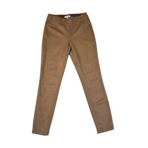 Max Studio Faux Suede Legging Pants Size Small Crop Ankle Brown Vicuna Pull On